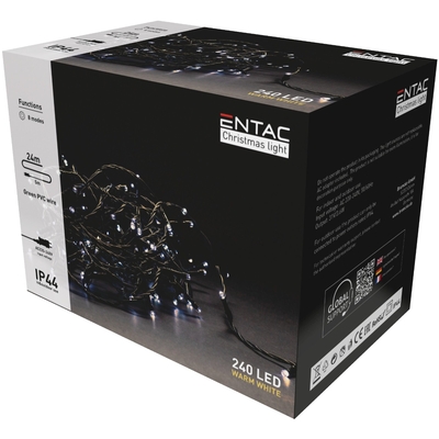 Product Χριστουγεννιάτικα Λαμπάκια Entac IP44 240 LED Θερμό 24m base image