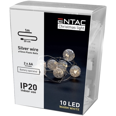 Product Χριστουγεννιάτικα Λαμπάκια Entac Εσωτερικού Χώρου 10LED Θερμό 1m (2AA excl.) base image