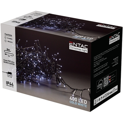 Product Χριστουγεννιάτικα Λαμπάκια Entac IP44 400 LED Ψείρες Ψυχρό 8m base image