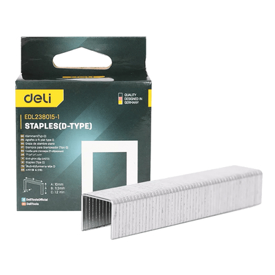 Product Συνδετήρες Deli σχήματος Π EDL238015-1 για καρφωτικό, 1.2x10x11.3mm, 1000τμχ base image