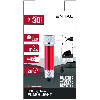 Product Φακός LED Entac 5 Μπρελόκ Κόκκινο base image