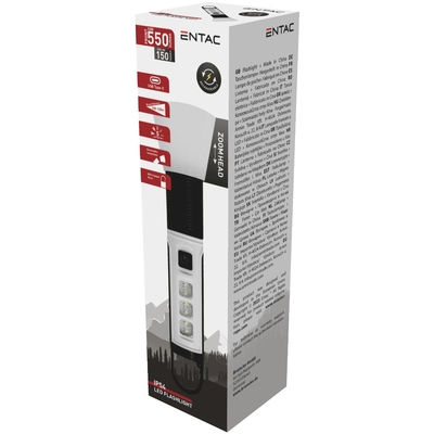 Product Φακός LED Entac Ζουμ Επαναφορτιζόμενο με Αποσπώμενο Αμπαζούρ base image