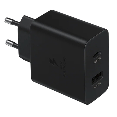 Product Φορτιστής Πρίζας SAMSUNG EP-TA220NBEGEU, USB & Type-C, 35W 3A, μαύρος base image