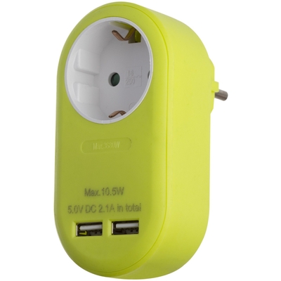 Product Πρίζα Σούκο Entac με 2 Θύρες USB (total 2.1A) Λάιμ base image