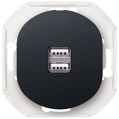 Product Πρίζα USB EON E6161.E1 2xUSB 2,1A 5V, without cover frame, soft-touch black base image