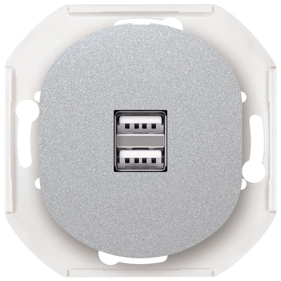 Product Πρίζα USB EON E6161.S 2xUSB 2,1A 5V without cover frame, silver base image