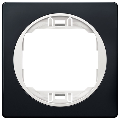 Product Πλαίσιο Διακόπτη EON E6801.E10 One-gang 80x80, soft-touch black with white holder base image