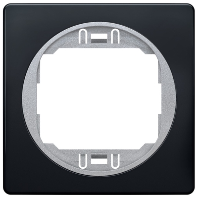 Product Πλαίσιο Διακόπτη EON E6801.E1S One-gang 80x80, soft-touch black with silver holder base image