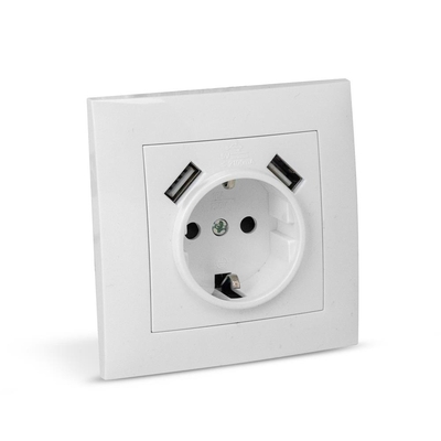Product Πρίζα Ρεύματος Entac Arnold Recessed earthed + 2 USB 2.1A (total) White base image