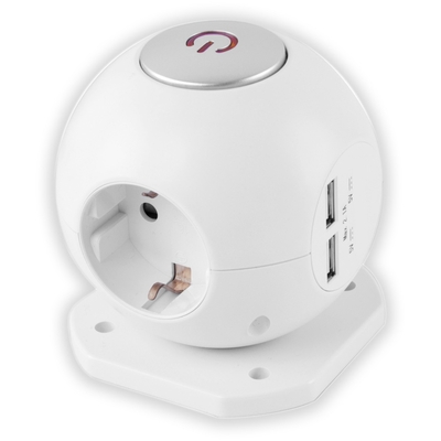 Product Πολύπριζο Entac 3 Θέσεων με Διακόπτη Μπάλα, 2x2.1A USB Θυρών 1.5m 3G1 base image