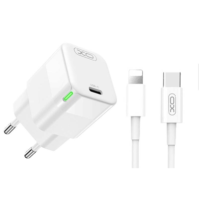Product Φορτιστής Πρίζας XO CE06 PD 30W GaN Γρήγορος με λαμπάκι και Lightning base image