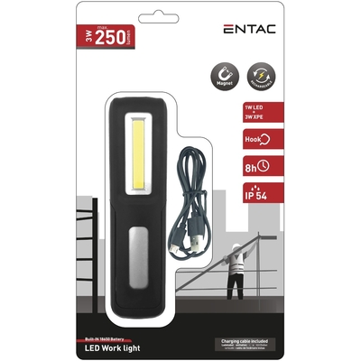 Product Φακός Εργασίας Entac Επαναφορτιζόμενος 1W LED + 3W XPE base image