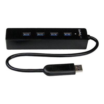 Product USB Hub StarTech 4 Port USB 3.0 SuperSpeed Hub - Black - Portable external with built-in cable hub - 4 ports base image