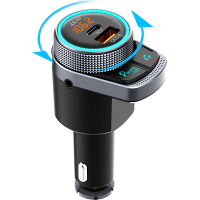 Product FM transmitter Akai FMT-80BT και φορτιστής με Bluetooth, Fast Charge USB & USB Type-C, LED και Hands Free με noise cancellation base image