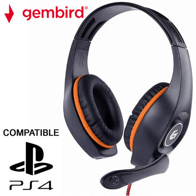 Product Headset Gembird Gaming With VOLUME CONTROL PC/PS4 ORANGE-Black base image