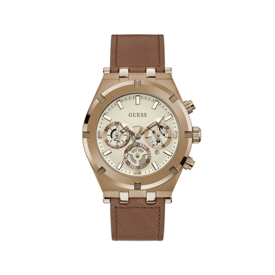 Product Ανδρικό Ρολόι Guess Gw0262G3 (44 mm) Δερμάτινο Λουράκι Καφέ base image