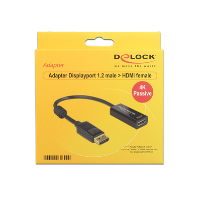 Product Αντάπτορας DisplayPort DeLOCK 62609 0.2 m 1.2 HDMI Black base image