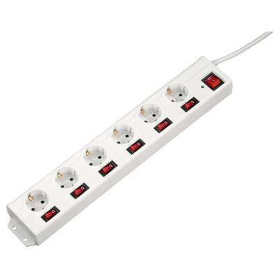 Product Πολύπριζο Με 7 Διακόπτες Hama Socket Line 6+1 XL 6 Θέσεων Λευκό base image