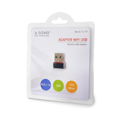 Product Αντάπτορας Ασύρματου Δικτύου USB Savio CL-43 base image