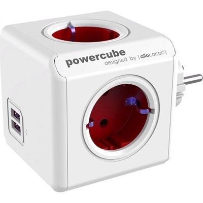 Product Πολύπριζο 4 Θέσεων PowerCube Original 2x USB Red base image