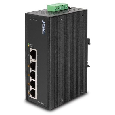 Product Network Switch Planet 5-Port Industrial Ethernet w/ 4 PoE (-40~75 base image