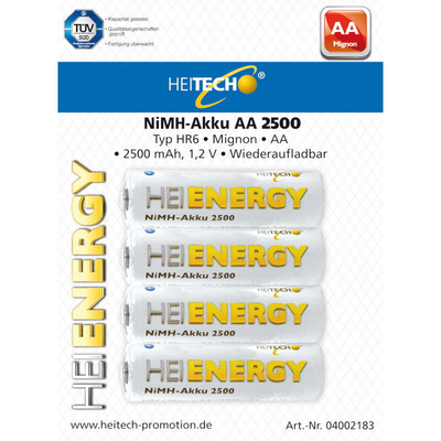 Product Επαναφορτιζόμενη Μπαταρία Heitech 04002183 4τμχ AA 2500mAh base image