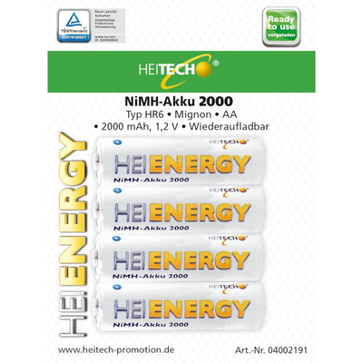 Product Επαναφορτιζόμενη Μπαταρία Heitech 04002191 4τμχ AA 2000mAh base image