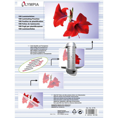 Product Φύλλα Πλαστικοποίησης Olympia 9176 Α4 125microns 100τμχ base image