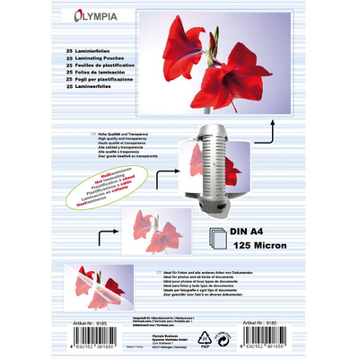 Product Φύλλα Πλαστικοποίησης Olympia 9185 Α4 125microns 25τμχ base image