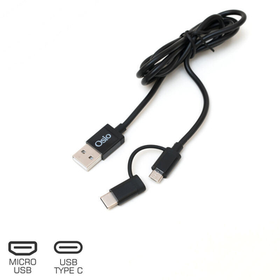 Product Καλώδιο Osio OTU-495B USB male to micro USB & TYPE C 1m base image