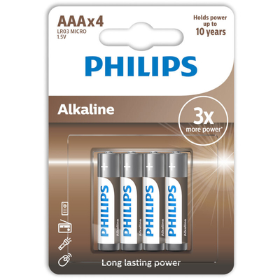 Product Μπαταρία Αλκαλική Philips LR03A4B/10 4τμχ AAA base image