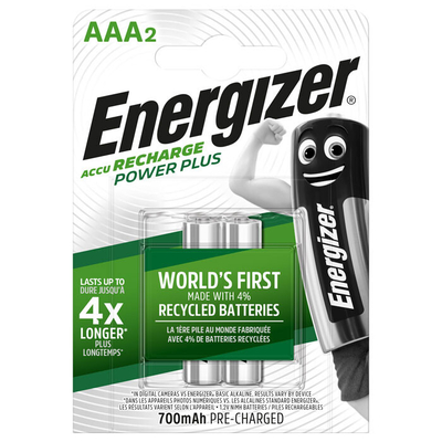Product Επαναφορτιζόμενη Μπαταρία Energizer AAA-Hr03/700mah/2tem Power Plus F016481 base image