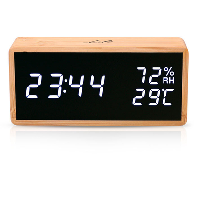 Product Θερμόμετρο Life Wes-108 Bamboo With Clock And Alarm Led Digits base image