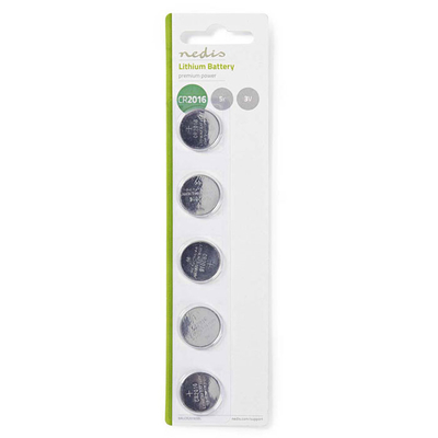 Product Μπαταρία Λιθίου NEDIS Balcr20165bl Button Cell Cr2016, 3v, 5 Pieces, Blister base image