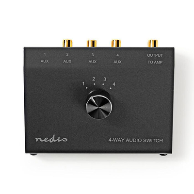 Product Switch Nedis ASWI2404BK Analogue Audio 3.5mm Female + 3x (2x RCA Female) 2x RCA Female base image