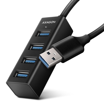 Product USB Hub Axagon 4x USB-A 3.2 Gen 1 Μεταλλικό Καλώδιο 20cm Μαύρο HUE-M1A base image