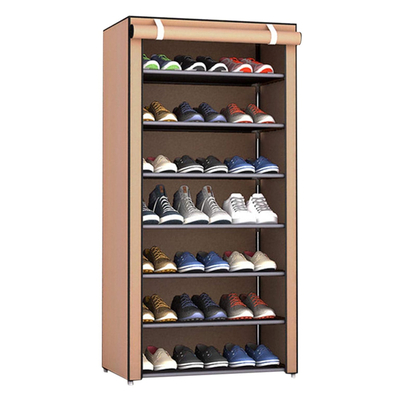 Product Υφασμάτινη Παπουτσοθήκη HUH-0125 με 7 Ράφια, 57X28X126Cm, Καφέ base image