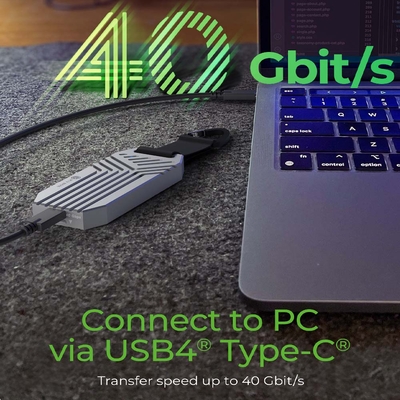 Product Θήκη Σκληρού Δίσκου Icybox Type-C Usb4 Gen3x2 M.2 Nvme Ssd Enclosure M-Key Silver base image