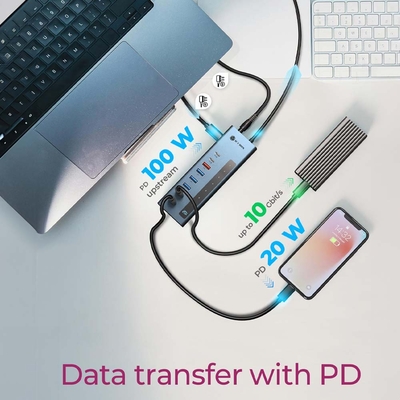 Product USB Hub Icy Box 9-In-1 Led With 2Xtype-C Pd100W 1Xtype-C Pd20W, 4XUSB3.2 & Type-C/USB base image