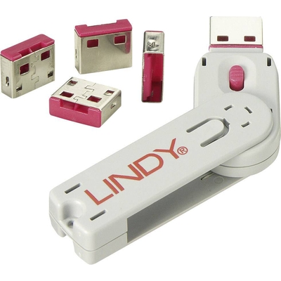 Product Kλειδαριά Lindy USB Port lock 4xPink with key base image