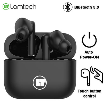 Product Bluetooth Handsfree Lamtech 5.0 TWS With Charging DOCK Black base image