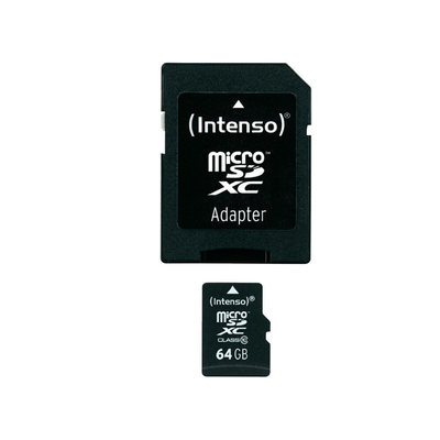 Product Κάρτα Μνήμης MicroSDXC 64GB Intenso 12/20 Class 10 +AD base image