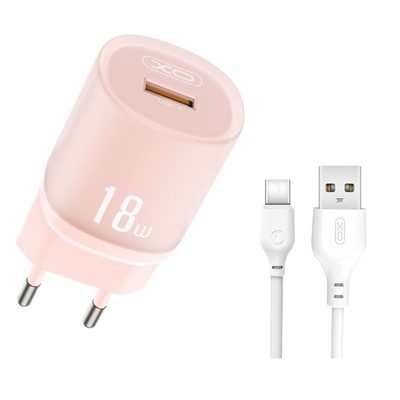 Product Φορτιστής Πρίζας XO L157(EU) QC3.0 18W Καλώδιο Type-C Ροζ base image