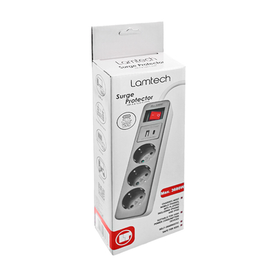 Product Πολύπριζο Lamtech 3Way Surge Protector With 1Xtype-C 1XUSB 3Xschuko Black/White 1.5M base image