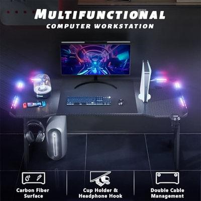Product Γραφείο Lamtech Rgb Gaming Desk With Cup Holder & Headphone Hook base image