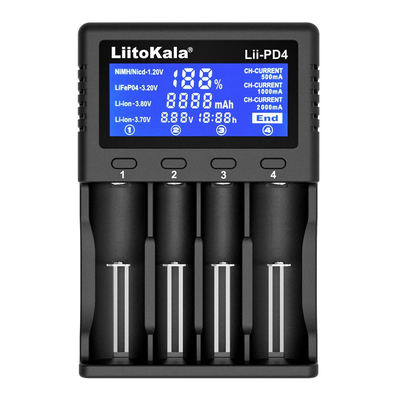 Product Φορτιστής Μπαταριών LiitoKala LII-PD4 για NiMH/CD, Li-Ion, IMR, 4 slots base image