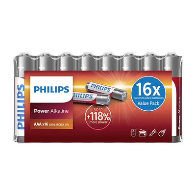 Product Αλκαλικές Μπαταρίες Philips Power LR03P16F/10, AAA LR03 1.5V, 16τμχ base image