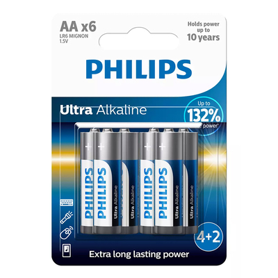 Product Αλκαλικές Μπαταρίες Philips Ultra LR6E6BP/10, AA LR6 1.5V, 6τμχ base image