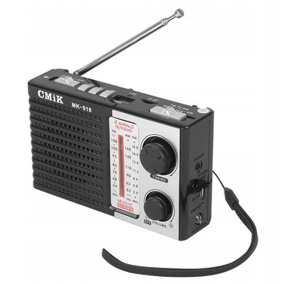 Product Φορητό Ραδιόφωνο Cmik & ηχείο MK-918 με φακό, BT/USB/TF/AUX, μαύρο base image