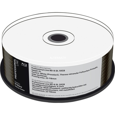 Product BD-R MediaRange Dual Layer 50GB 6x fully printable 25pcCakeb base image